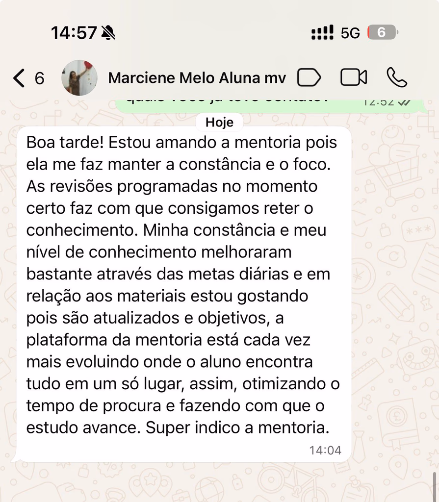Depoimento de aluno