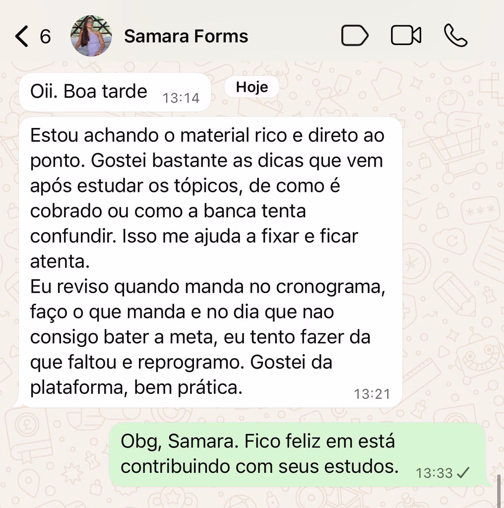 Depoimento de aluno
